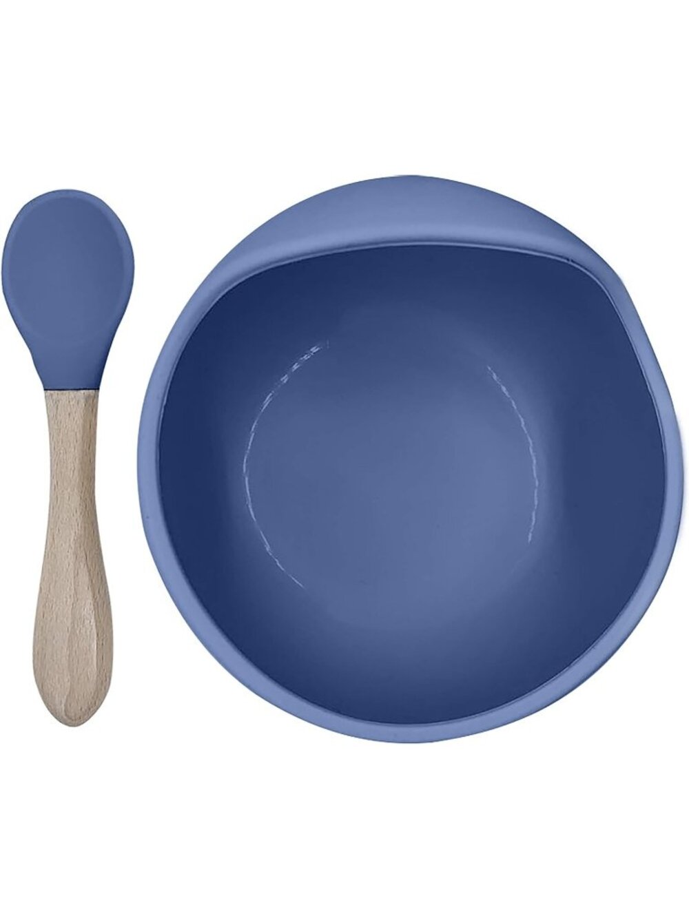 Kushies SiliScoop Silicone Raised Edge Bowl with Spoon for self Feed - Blue
